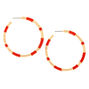 Gold 50MM Threaded Hoop Earrings - Orange,