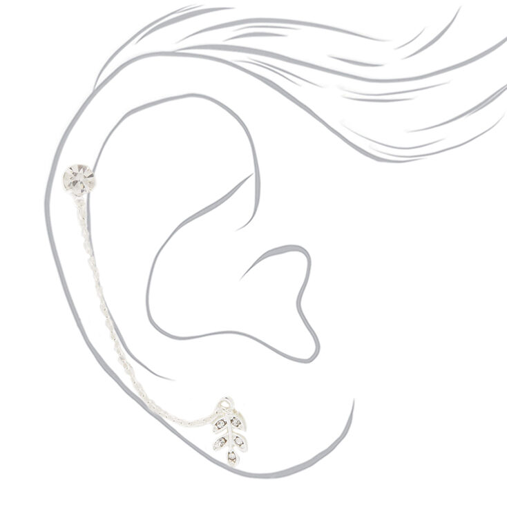 Silver Leaf Ear Swag Earrings - 3 Pack,