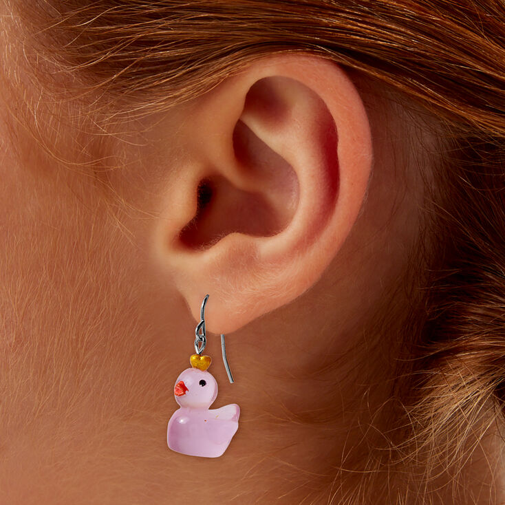 Glow in the Dark Princess Rubber Duck Drop Earrings,