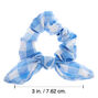 Small Gingham Knotted Bow Hair Scrunchie - Blue,