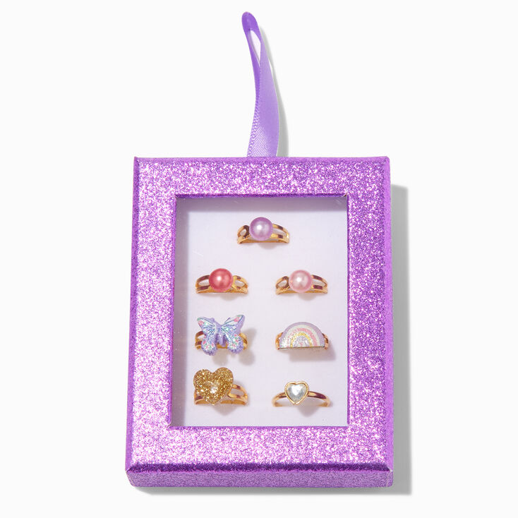 Claire&#39;s Club Lilac Box Rings - 7 Pack,