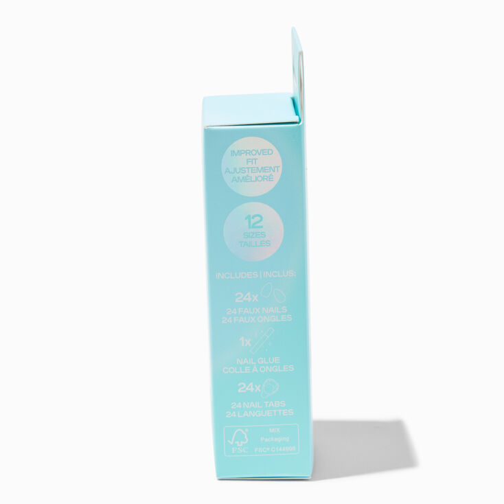 White Iridescent Pearl Squoval Vegan Faux Nail Set - 24 Pack,
