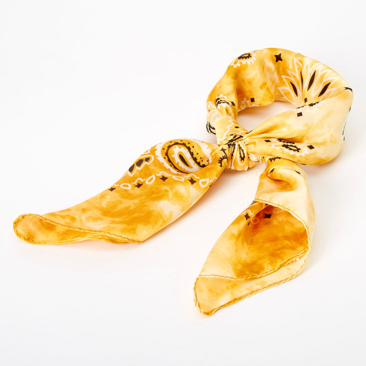 Silky Tie Dye Bandana Headwrap - Yellow,