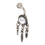 Silver 14G Pearl Dreamcatcher Belly Ring,