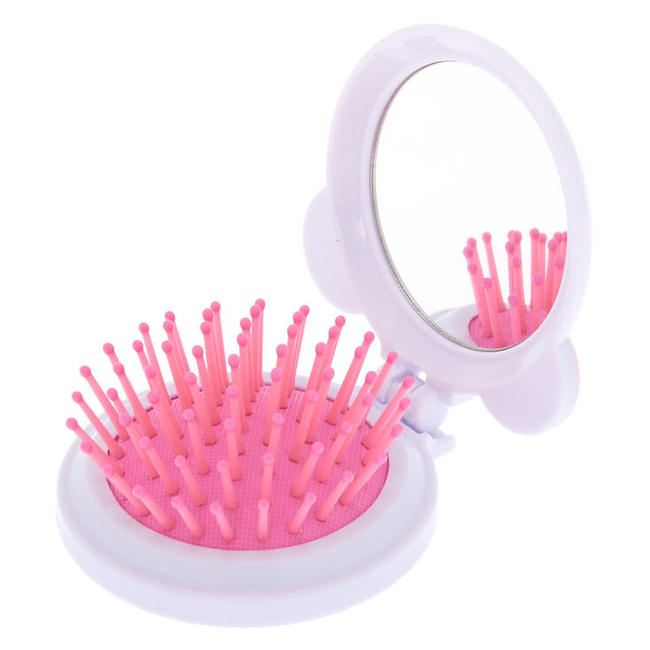 Rainbow Panda Pop Up Hair Brush - White,
