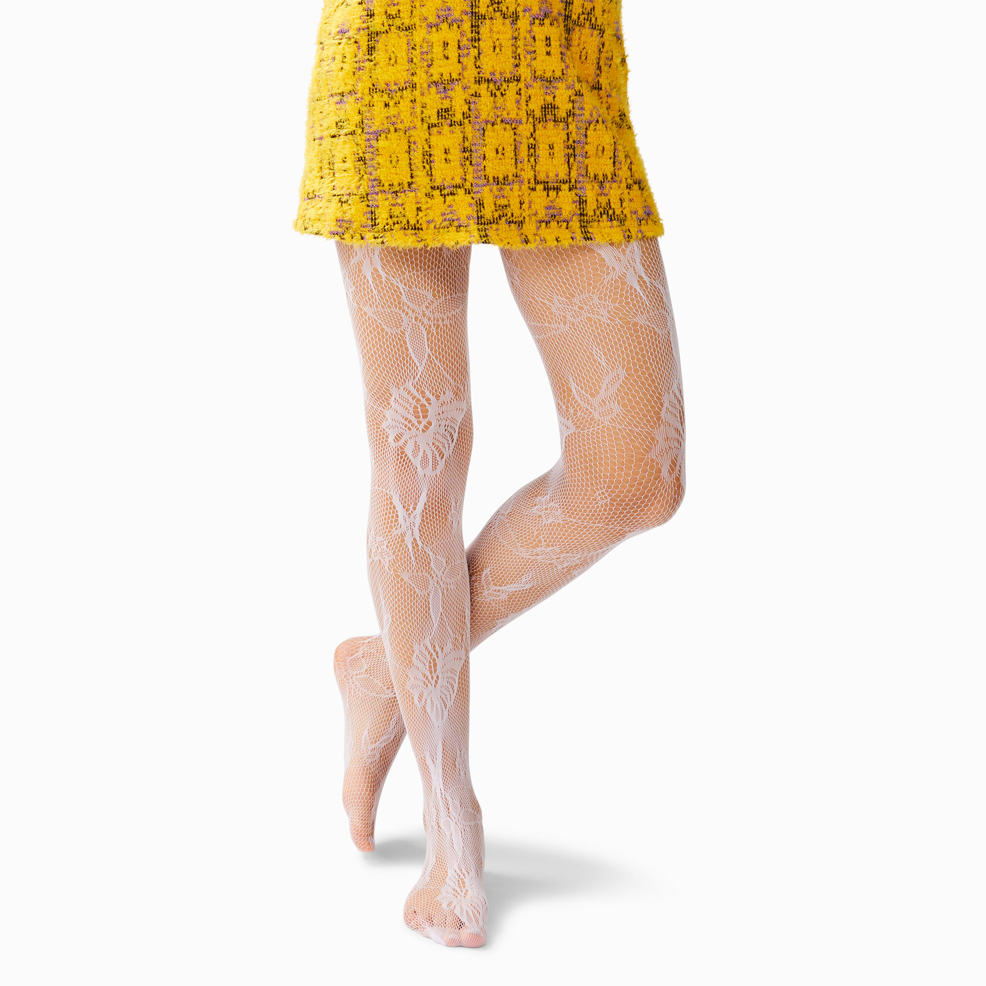 Lilac Butterfly Fishnet Tights S M