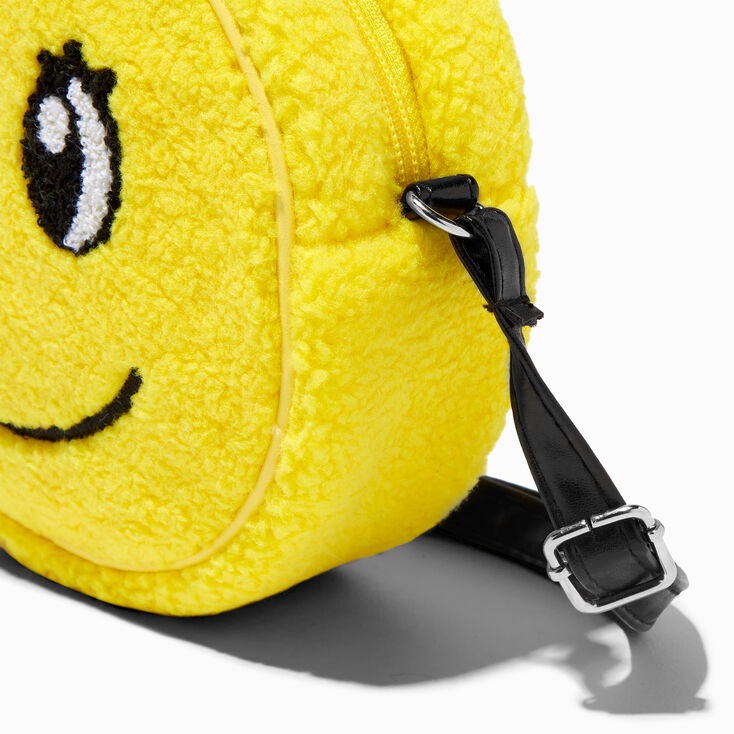 Furry Happy Face Round Crossbody Bag,