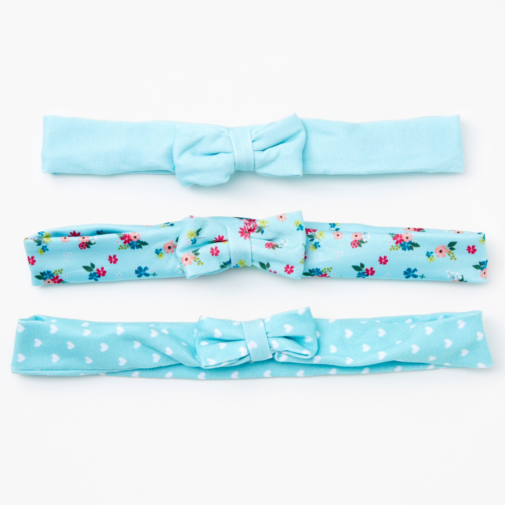 Claire's Club Spring Floral Bow Headwraps - Mint, 3 Pack,