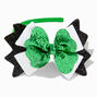 St. Patrick&#39;s Day Green Sequin Triple Bow Headband,