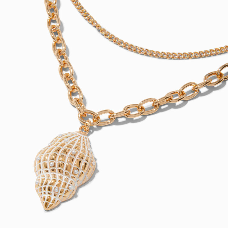 Conch Shell Gold-tone Multi-Strand Necklace