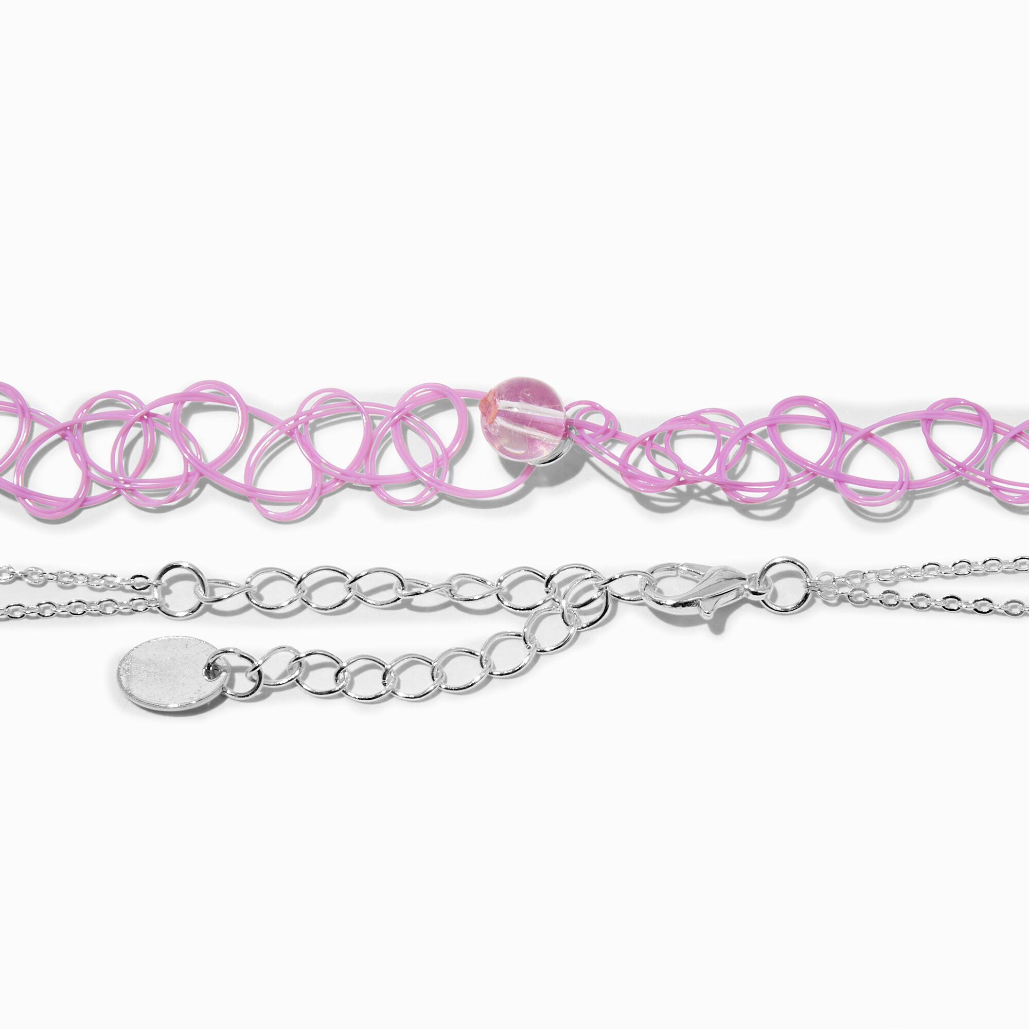 Claire's Club Silver Fox Multi-Strand Choker Necklaces - 2 Pack,