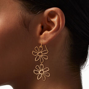 Gold-tone Cutout Daisy 2.5&quot; Drop Earrings,