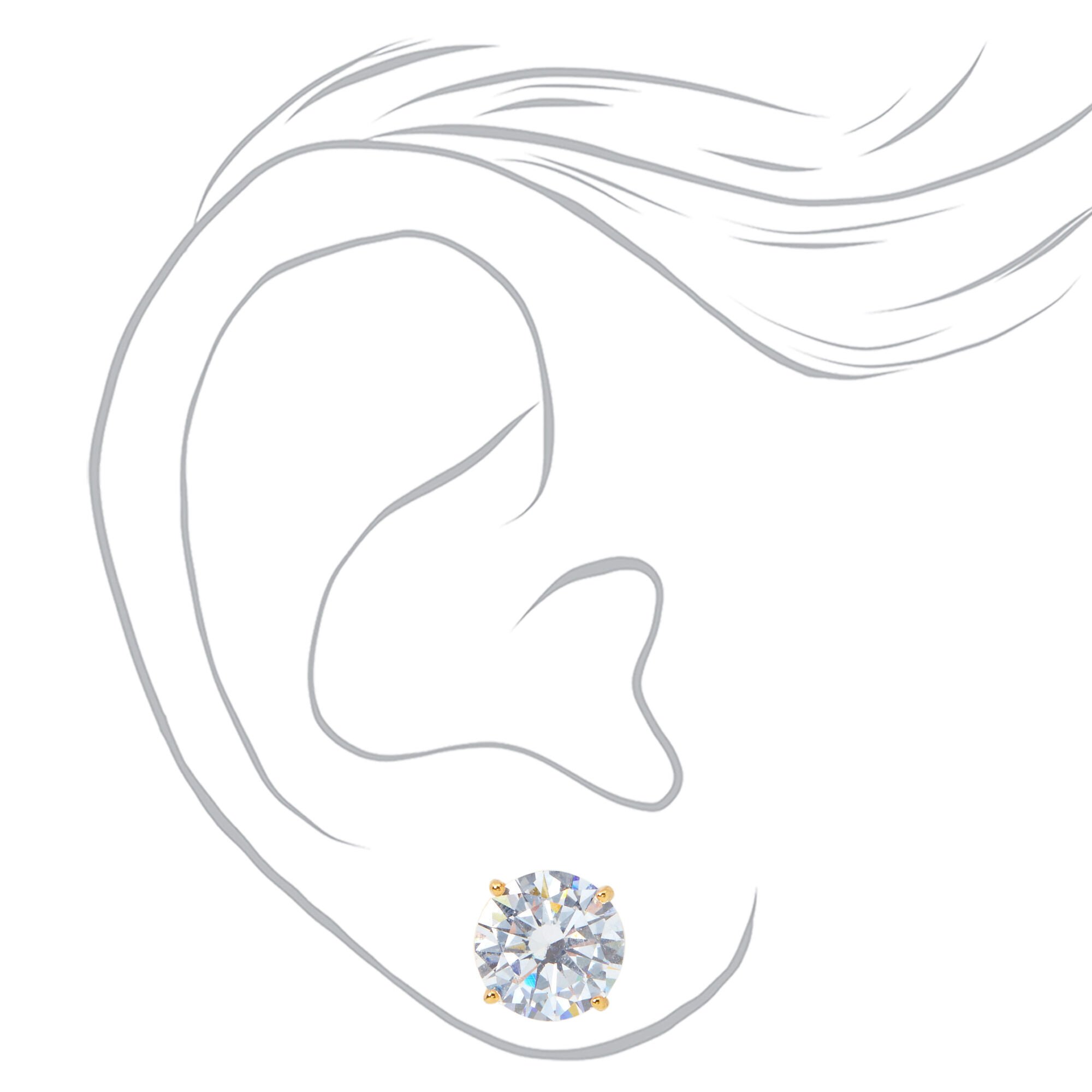 C LUXE by Claire's 18K Yellow Gold Cubic Zirconia 10mm Round Stud Earrings,