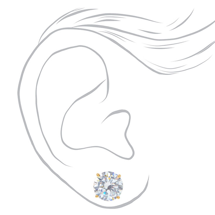 C LUXE by Claire&#39;s 18k Yellow Gold Plated Cubic Zirconia 10MM Round Stud Earrings,