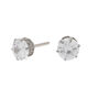 Clous d&#39;oreilles ronds avec strass en zircon cubique et titane couleur argent&eacute;e - 6&nbsp;mm - Collection C Luxe,