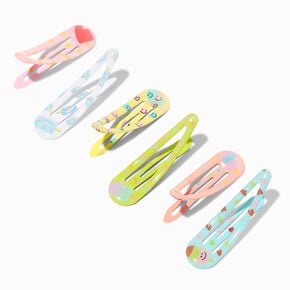 Claire&#39;s Club Happy Face Printed Snap Hair Clips - 6 Pack,