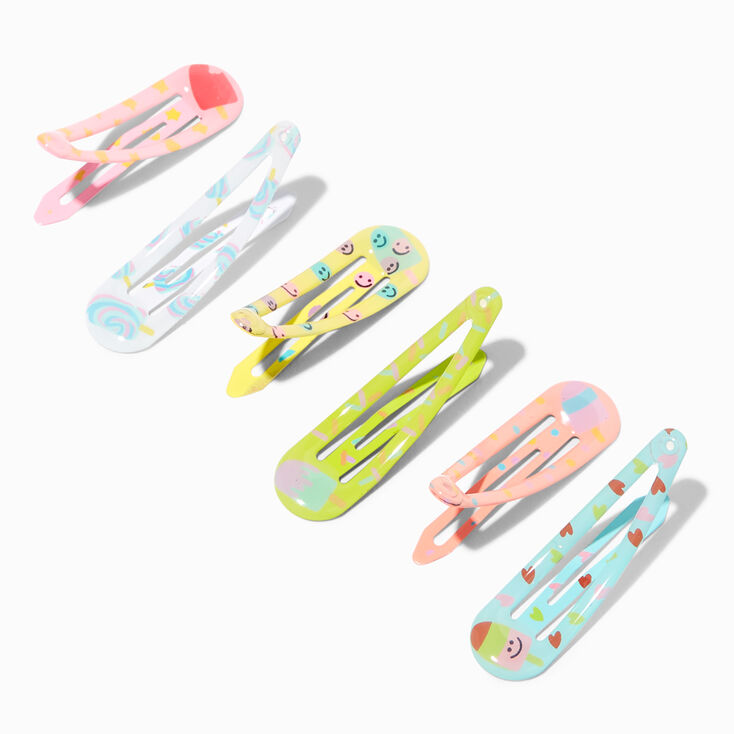 Claire&#39;s Club Happy Face Printed Snap Hair Clips - 6 Pack,