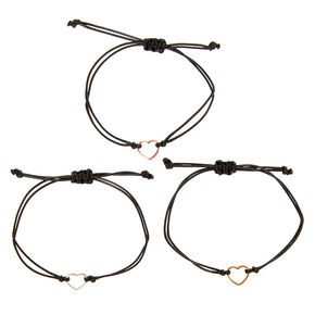 Bracelets r&eacute;glables c&oelig;ur en m&eacute;taux mixtes - Lot de 3,