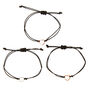 Mixed Metal Heart Adjustable Bracelets - Black, 3 Pack,