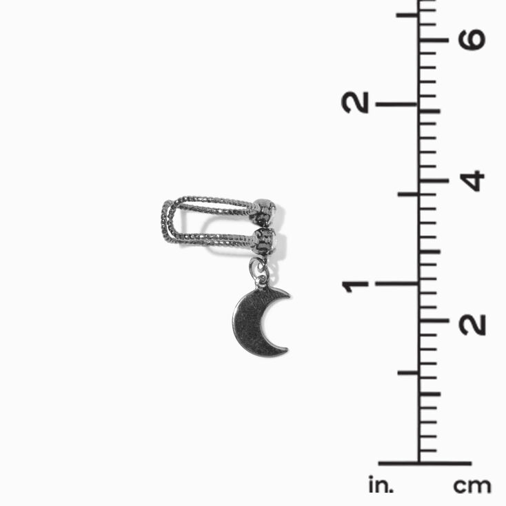 Hematite Crystal Moon Charm Ear Cuff,