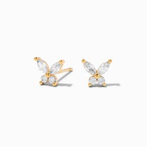 C LUXE by Claire&#39;s 18kt Gold Plated Cubic Zirconia Butterfly Earrings,