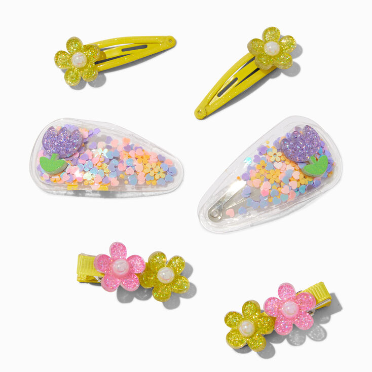 Claire&#39;s Club Tulip &amp; Daisy Shaker Snap Hair Clips - 6 Pack,