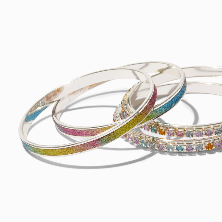 Claire&#39;s Club Pastel Gem Bangle Bracelets - 4 Pack,