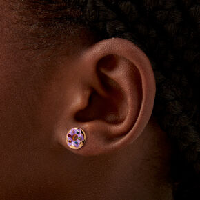 Lilac Purple Donut Stud Earrings,