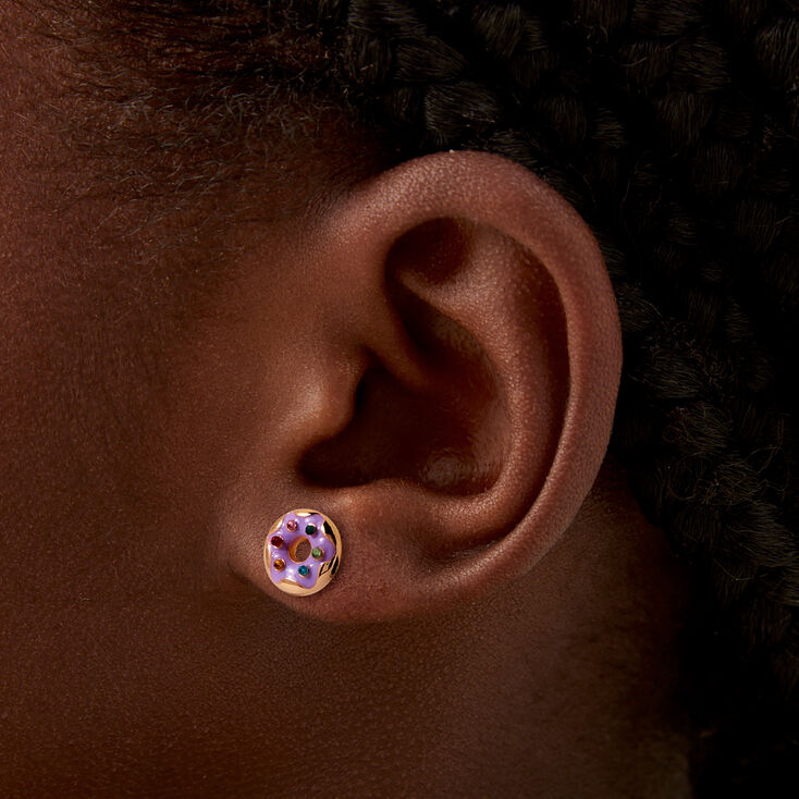 Lilac Purple Donut Stud Earrings,
