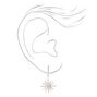 Silver 1&quot; Cubic Zirconia Starburst Drop Earrings,