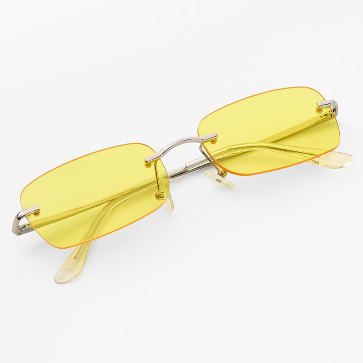 Yellow Rectangle Rimless Sunglasses,