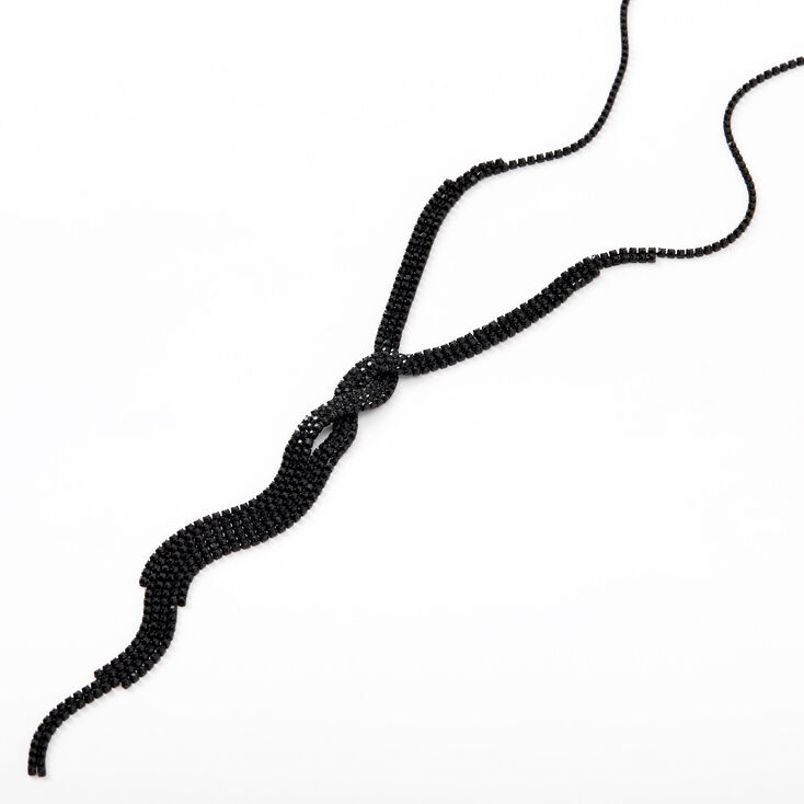 Claire's Collier à pendentif à franges en Y torsadé avec strass - Noir