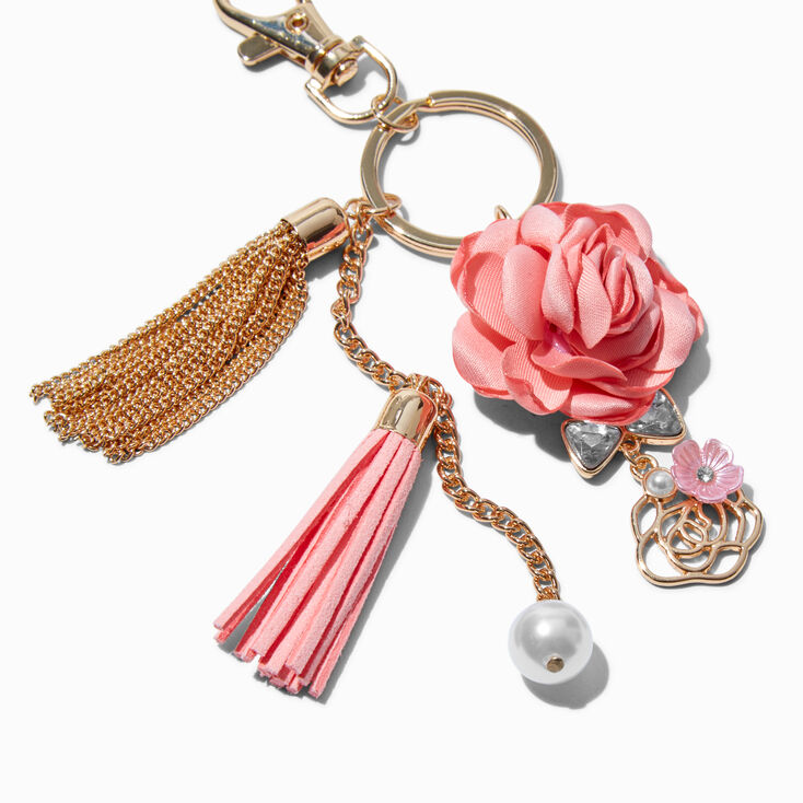 Coral Rose Tassel Keychain