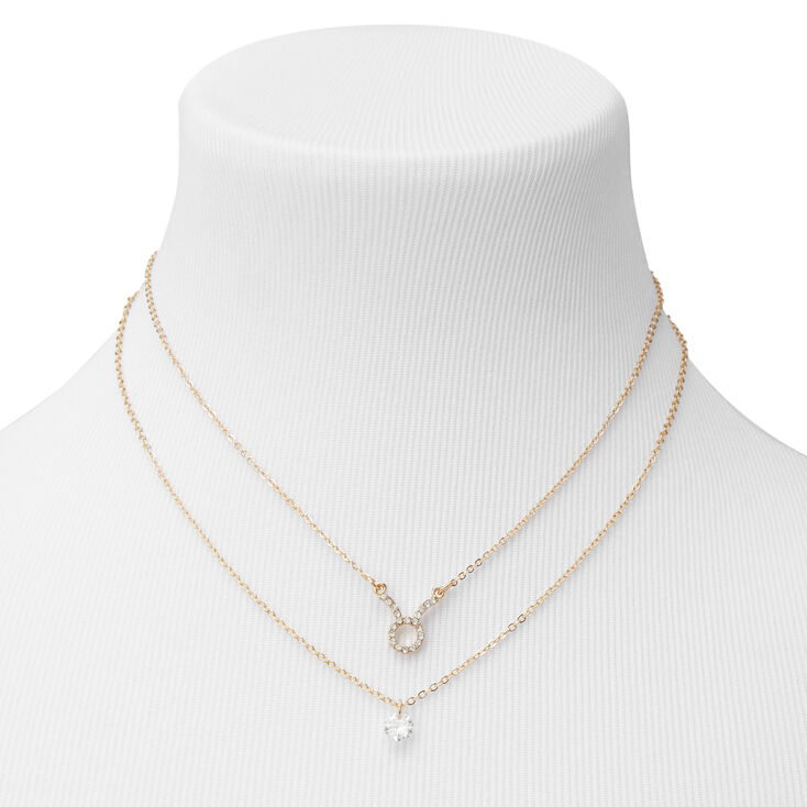 Gold Cubic Zirconia Zodiac Multi Strand Necklace - Taurus,