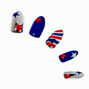 Stars &amp; Stripes Metallic Stiletto Press On Faux Nail Set - 24 Pack,
