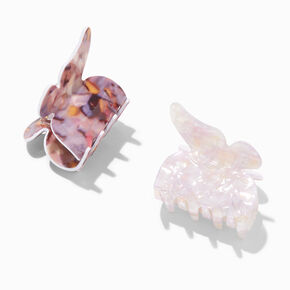Purple &amp; White Tortoiseshell Butterfly Hair Claws - 2 Pack,