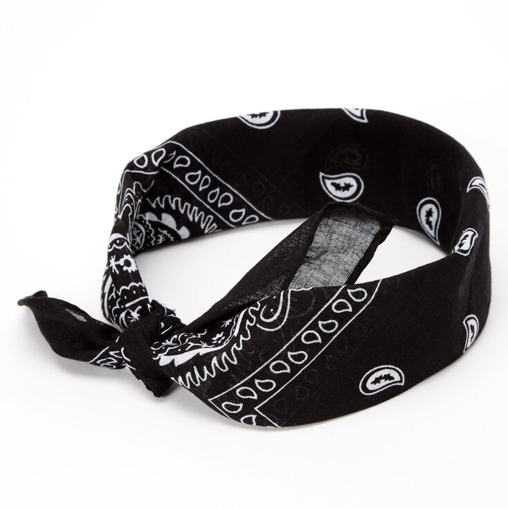 Bandeau bandana motif cachemire - Noir,