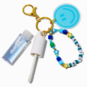 &quot;Smile&quot; Happy Face Charm Lip Gloss Wristlet Keychain,
