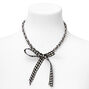 Black &amp; White Gingham Bow Tie Chain Necklace,