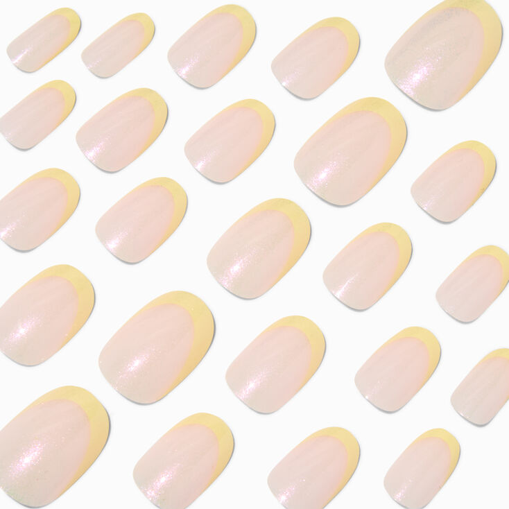 Orange French Tip Medium Oval Vegan Faux Nail Set - 24 Pack,