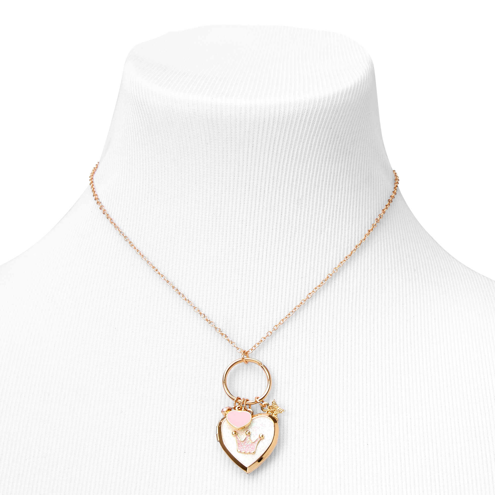 Claire's Club Princess Crown Locket Pendant Necklace,