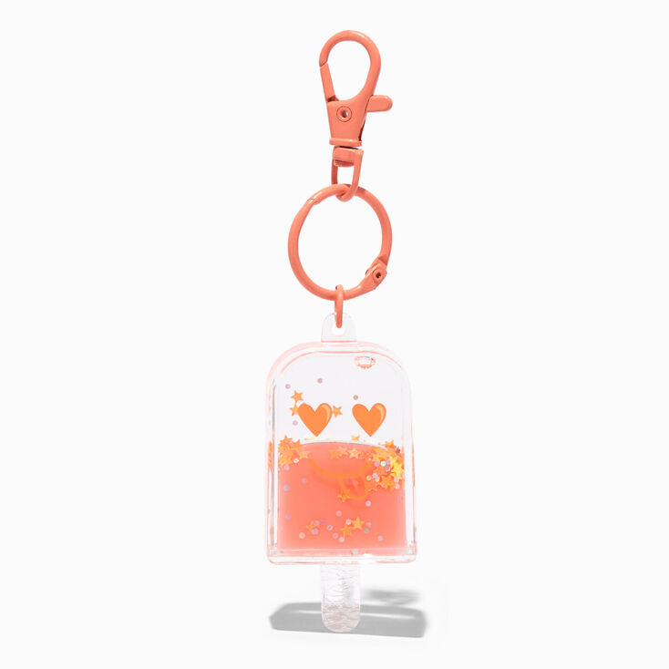 Orange Ice Pop Water-Filled Glitter Keychain,