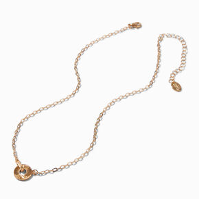 Gold-tone Textured Disc Pendant Necklace,