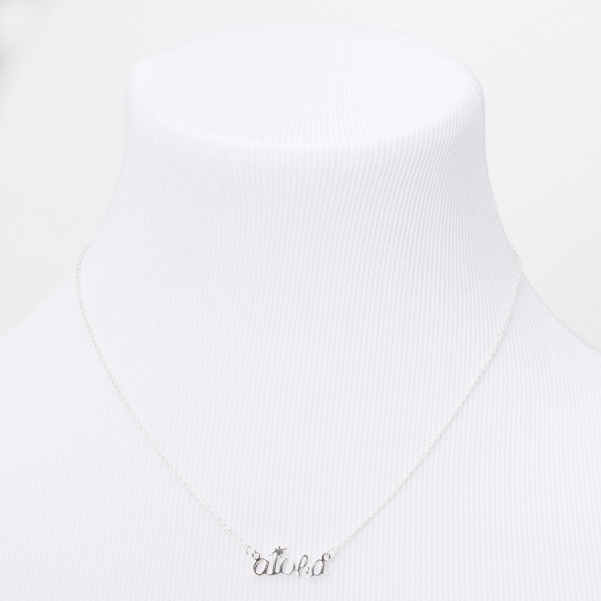 Silver Aloha Pendant Necklace,