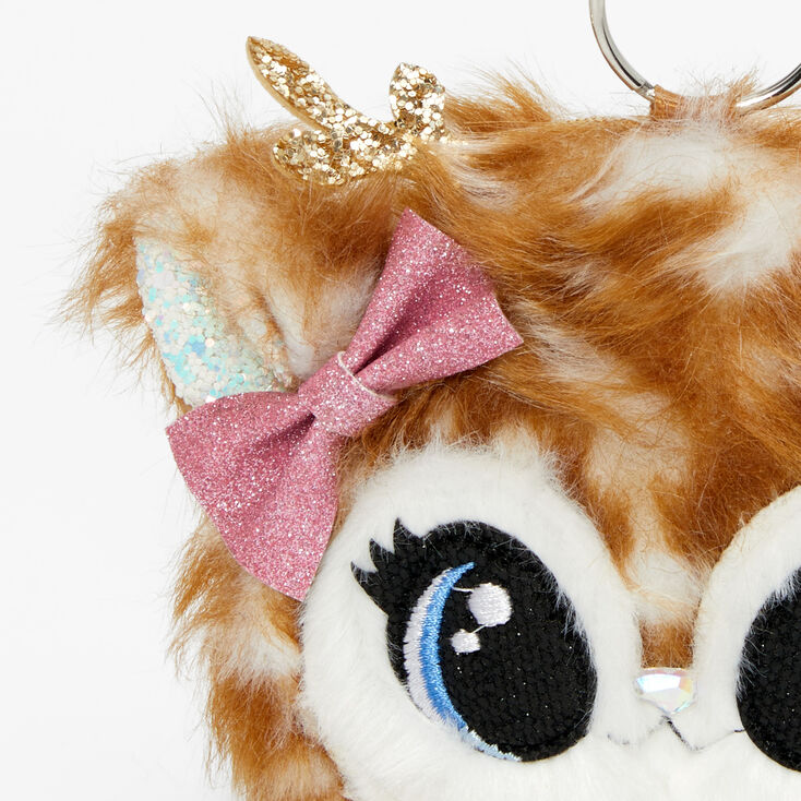 Brown Furry Deer Keychain Pouch,