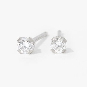 Kit de piercing d&#39;oreilles avec clous d&rsquo;oreilles rhodi&eacute;s orn&eacute;s d&rsquo;un diamant produit en laboratoire or 9 carats plaqu&eacute; rhodium avec lotion de soin,