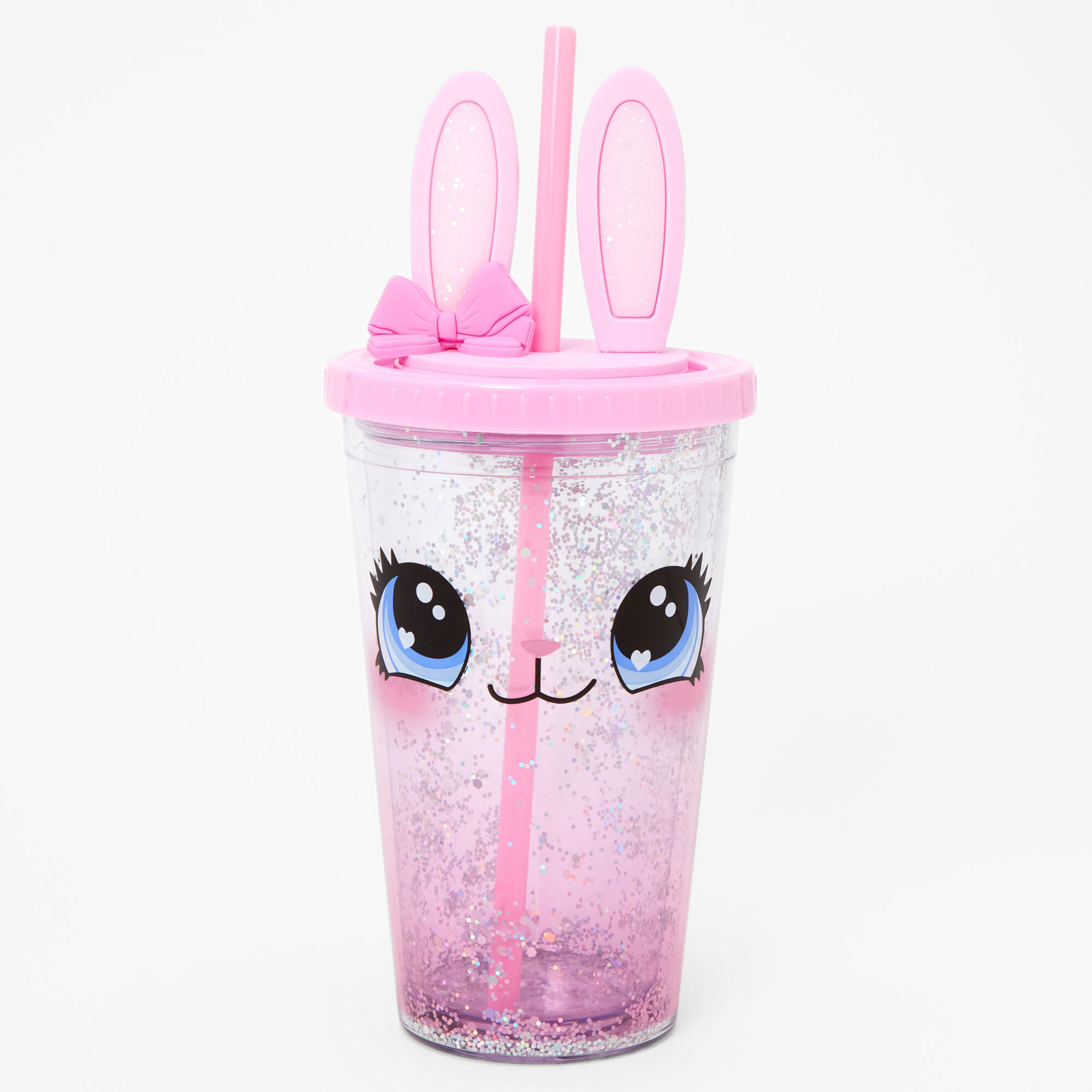 Claire's Gobelet lapin rose à paillettes