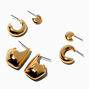 Gold-tone Thick Stackable Hoop Earrings - 3 Pack,
