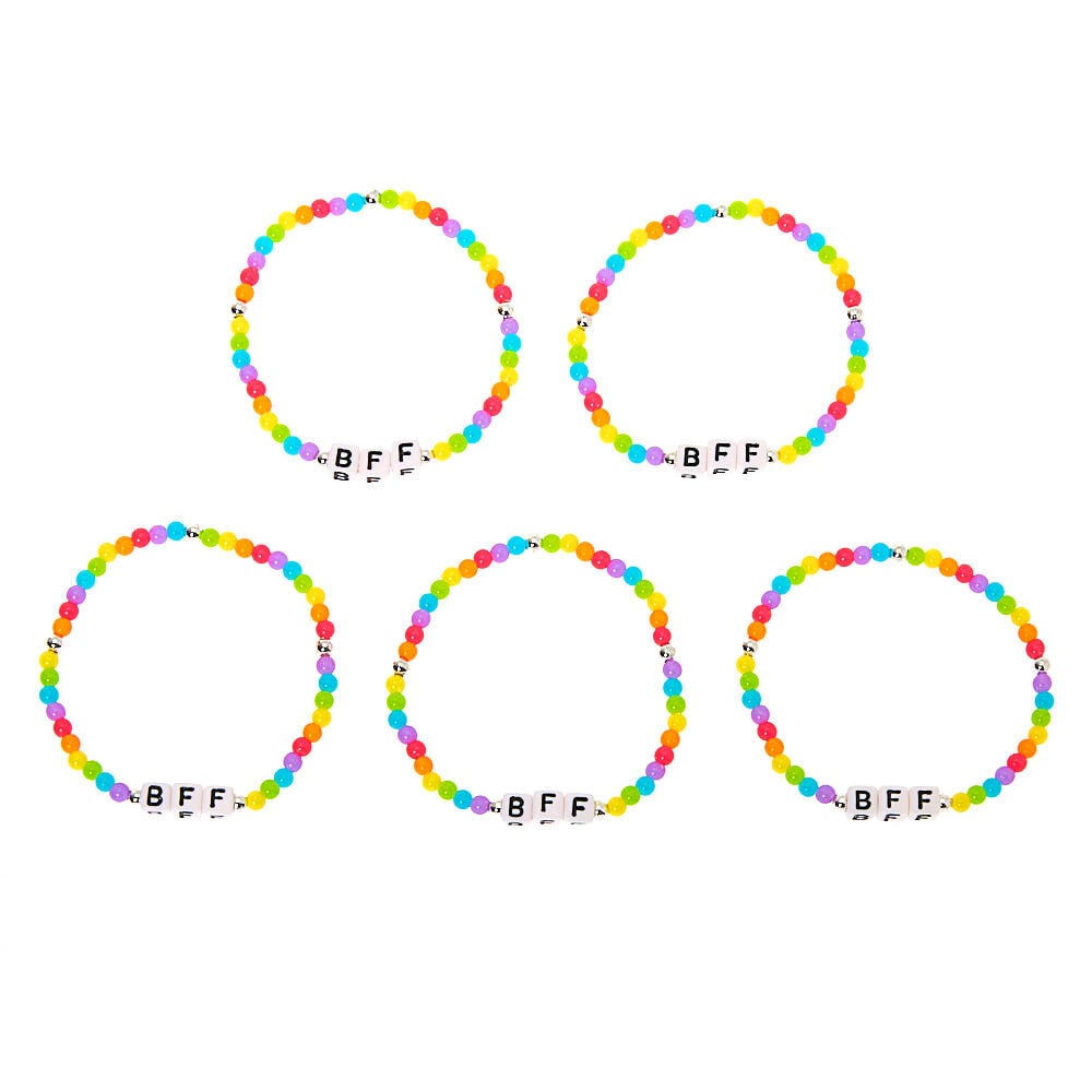 Rainbow Bead Stretch Friendship Bracelets - 5 Pack,