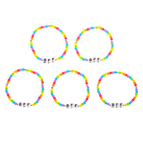 Bracelets d&rsquo;amiti&eacute; &eacute;lastiques perl&eacute;s arc-en-ciel - Lot de 5,